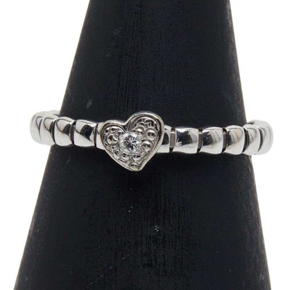 Star Jewelry Heart Motif 18K White Gold Diamond Ring Silver